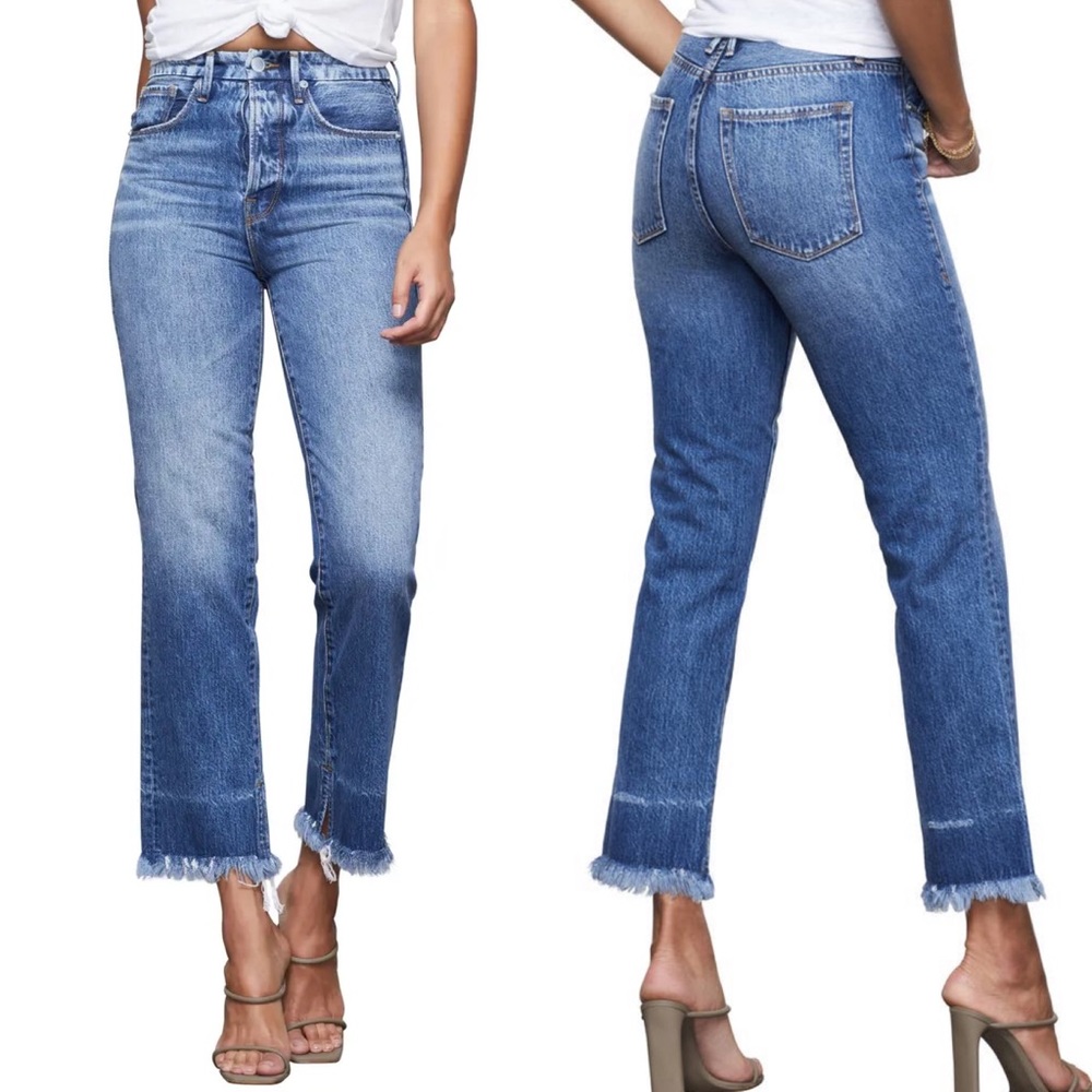 Good American Goody Boy Frayed Hem Boyfriend Jeans